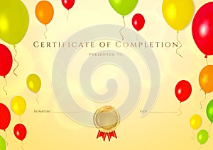 Certificate of completion (template) for children