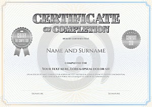 Certificate of completion template in vector