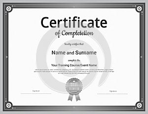 Certificate of completion template in vector