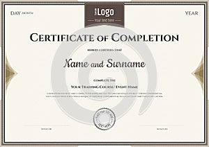 Certificate of completion template in vector