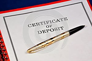 The certificate of Deposit in the folder is a security