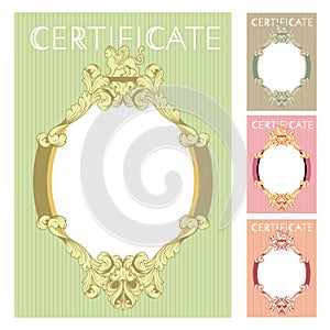 Certificate design template in baroque style