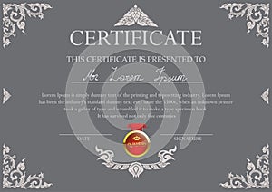 Certificate design template with Thai art frame
