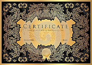 Certificate, Diploma of completion black design template