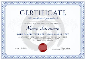 Certificate, Diploma of completion design template, white background with Frame, Border