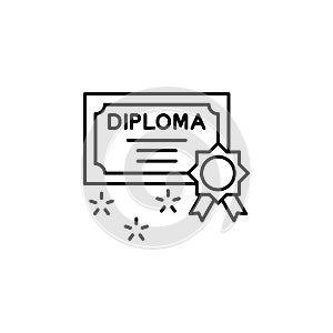 Certificate, diploma, medal icon. Simple line, outline vector of winning for ui