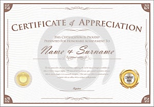 Certificate or diploma retro design template vector illustration