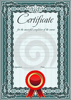 Certificate, Diploma template. Award pattern.