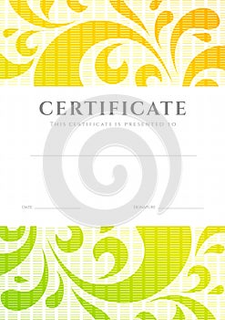 Certificate / Diploma template. Scroll Pattern