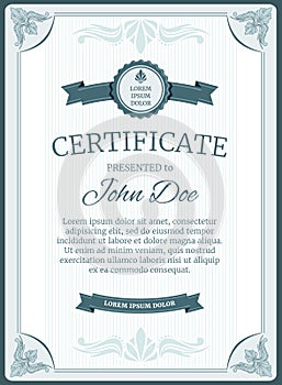 Certificate, diploma vector template design