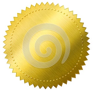 Certificate gold foil seal or medal isolated with clipping path included