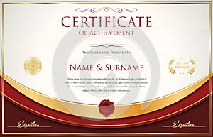 Certificate with golden seal and colorful design border