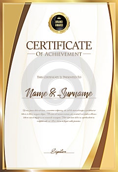 Certificate with golden seal and colorful design border