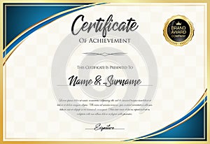 Certificate with golden seal and colorful design border