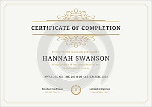 Certificate graduation achievement diploma of success education completion classic template vector