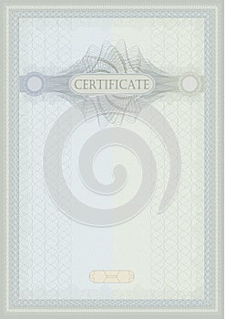 Certificate guilloche blue green vertical A4