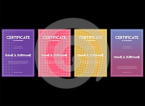 Certificate on Halftone dots modern colorful design future geometric patterns