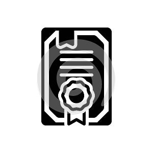 Black solid icon for Certificate, document and award