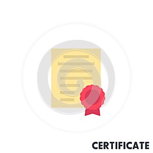 Certificate icon in flat style