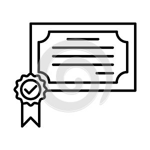 certificate icon linear logo mark in black and white