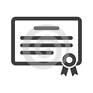 Certificate icon. Minimalistic linear execution of bank securities. Isolated vector on a white background.