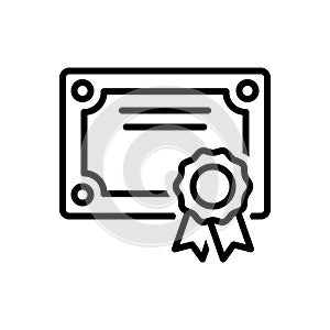 Black line icon for Certificate, scholarship and diploma