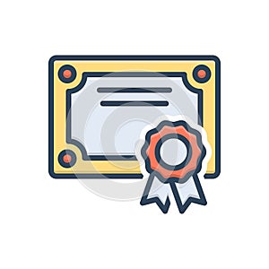 Color illustration icon for Certificate, scholarship and qualification