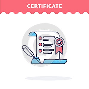 Certificate icon, vector