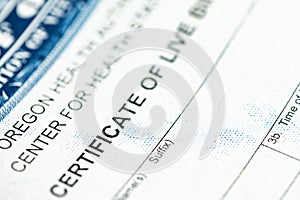 Certificate identification of live birth