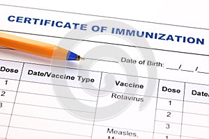 Certificate of immunization