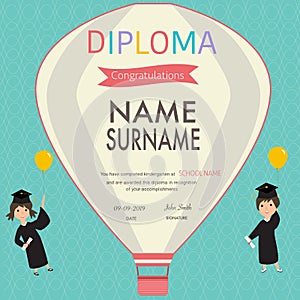 Certificate of kids diploma, preschool,kindergarten template