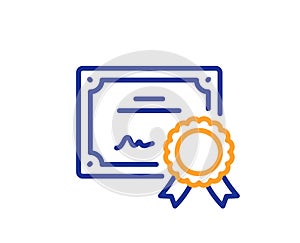 Certificate line icon. Certified document sign. Vector