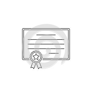 Certificate line icon in flat style. Vector