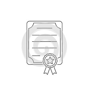Certificate line icon in flat style. Vector