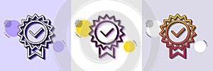 Certificate line icon. Verified award sign. Halftone dotted pattern. Vector