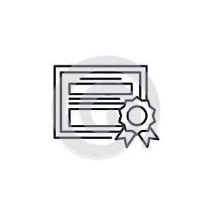 Certificate of merit linear icon concept. Certificate of merit line vector sign, symbol, illustration.