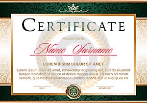 Certificate in the official, solemn, elegant, Royal style