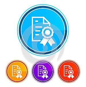 Certificate paper icon flat design round buttons set illustration design