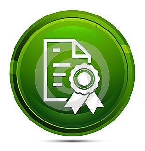 Certificate paper icon glassy green round button illustration