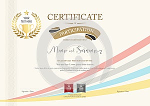 Certificate of participation template with golden award laurel