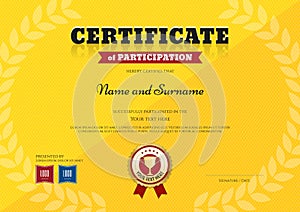 Certificate of participation template in sport yellow theme