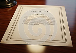 A certificate is placed on a