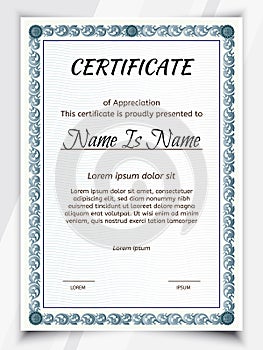 Certificate Potrait blue