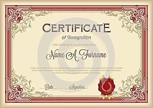 Certificate of Recognition Vintage Floral Frame.