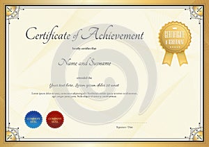 Certificate template for achievement, appreciation or completion