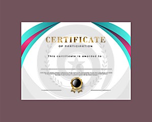 Certificate template of award with minimal modern gradient isolated