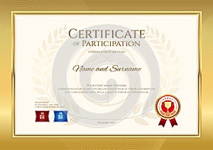 Certificate template in basketball sport theme with gold border
