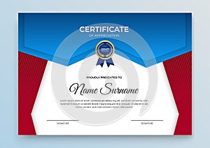 Certificate template blue and gold. Modern online course, diploma, corporate training certificate design