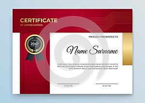 Certificate template blue and gold. Modern online course, diploma, corporate training certificate design