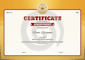 Certificate template border frame, Diploma design for sport event